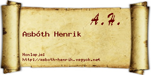 Asbóth Henrik névjegykártya